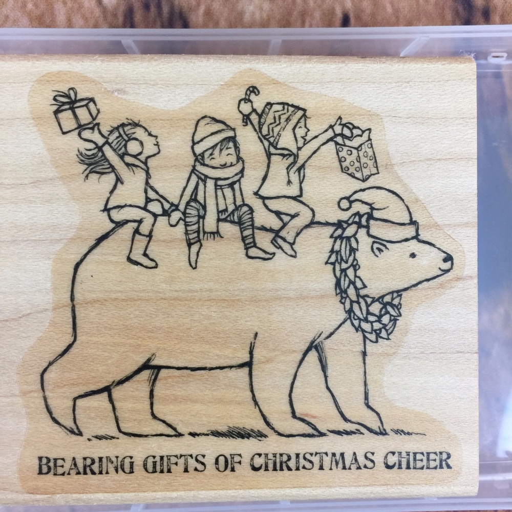 🌸Stampin Up Bearing Gifts Rubber Stamp Wood Block